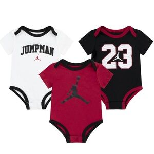 JORDAN NIKE Baby Bodysuits 3-Pack Jumpman 23 BABY SIZE 6M Black Red White NWT